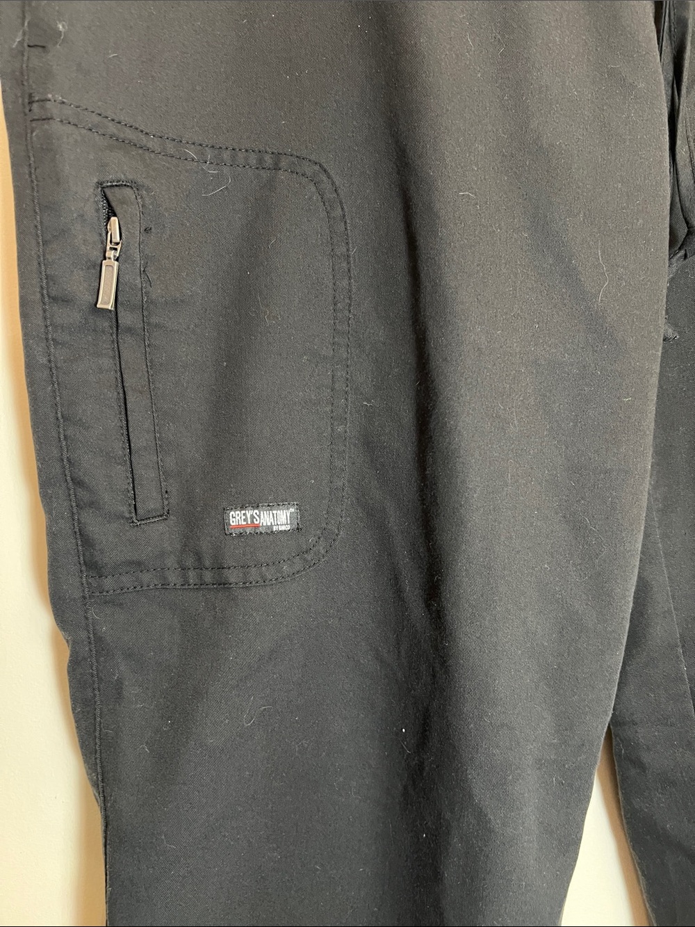 Grey's Anatomy Womens Black Cargo Scrub Pants with Zip Pocket